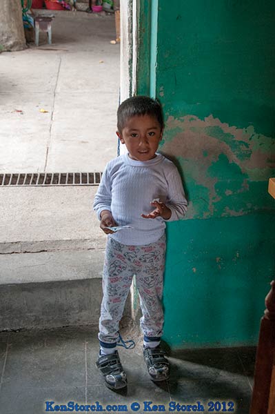 Her son Chuy with the stickers I gave him
